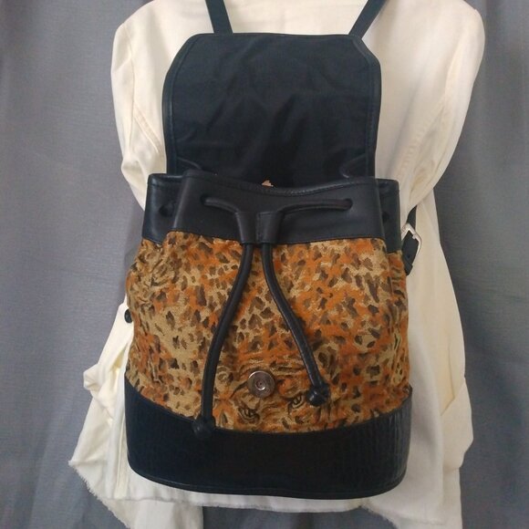 ❤️3 BRIGHTON Croc Leather & Leopard Top Handle / Backpack Bag Purse +Dustbag+FOB main image 11